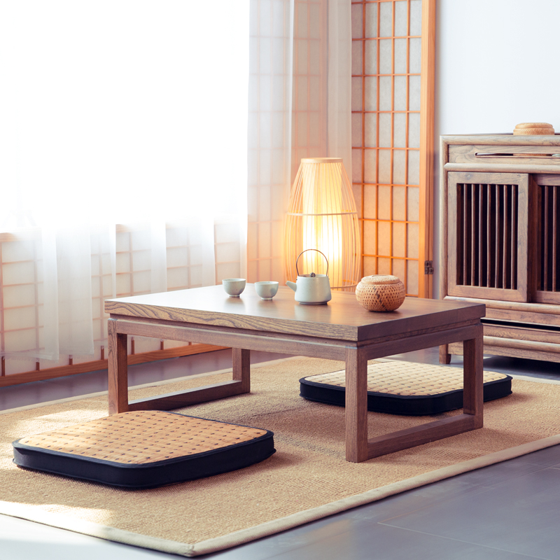 Le Park solid wood old elm wood tatami bed rice tea table dwarf table small tea table day style kang table a few short tables Yangtai table