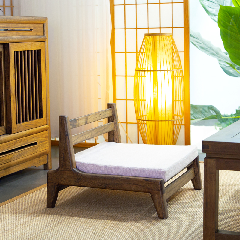 Le Park and room chair pure solid wood tatami with back chair Jane about short stool Japanese style small chair mortise and tenon and structure chair