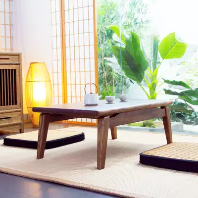 Lopu old elm tatami small coffee table bay window balcony small table solid wood kang table simple low table Japanese coffee table