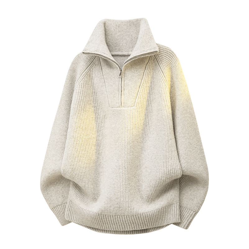 Half-Zip Stand-Up Collar Sweater for Men and Women, Loose Casual Knitwear, High-End Pullover Sweater Half-Zip Stand-Up Collar Sweater for Men and Women, Loose Casual Knitwear, High-End Pullover Sweater