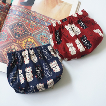 New handmade fabric day style and wind zero wallet headphones Coin Mouth Red Cashier Bag Makeup Bag Shrapnel lip gold bag