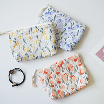 Tulip Zero Wallet Handmade Cloth Art son Broken Flowers Containing bag Makeup Bag Coin Small Cloth Bag Hand Grab Bag
