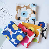 Classic Nordic Wind Flowers Zero Money Bag Fashion Card Bag Minima Canvas Earline Bluetooth Coin Containing Small Cloth Bag Woman