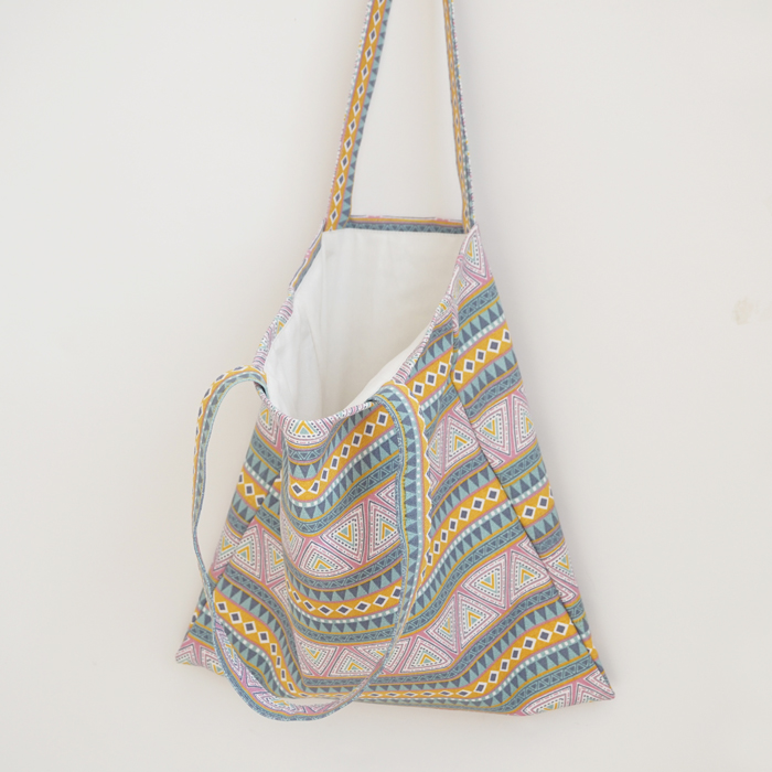 Triangle ethnic style original retro literary print shoulder bag women's geometric pattern canvas bag travel bag