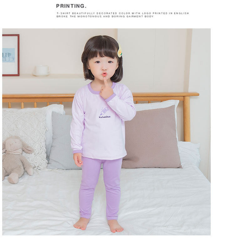 Middle and children lingerie suit 2021 autumn winter new girl autumn clothes sanitary pants two sets of suede cotton pyjamas home clothes