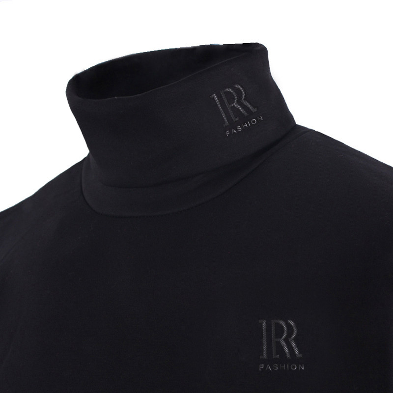 Autumn and winter high collar beating undershirt male warm pure cotton sweatshirt t-shirt plus suede thickened black long sleeve autumn clot blouses-Taobao