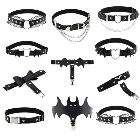 朋克jk小腿夹吊袜带防滑辣妹腿环袜夹朋克大腿绑带绑腿腿链配饰