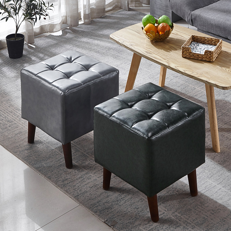 Small stool home coffee table stool living room bench creative sofa stool solid wood pier door square stool leather pier changing shoe stool