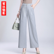 Grey Broadlegged Pants Woman Spring Autumn High Waist Pituality 90% Straight Barrel Casual Western Dress Pants 2022 New Burst Pants