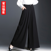 Hairy wide leg pants women autumn and winter high waist casual straight womens pants 2021 new spring and autumn burst black buckle pants