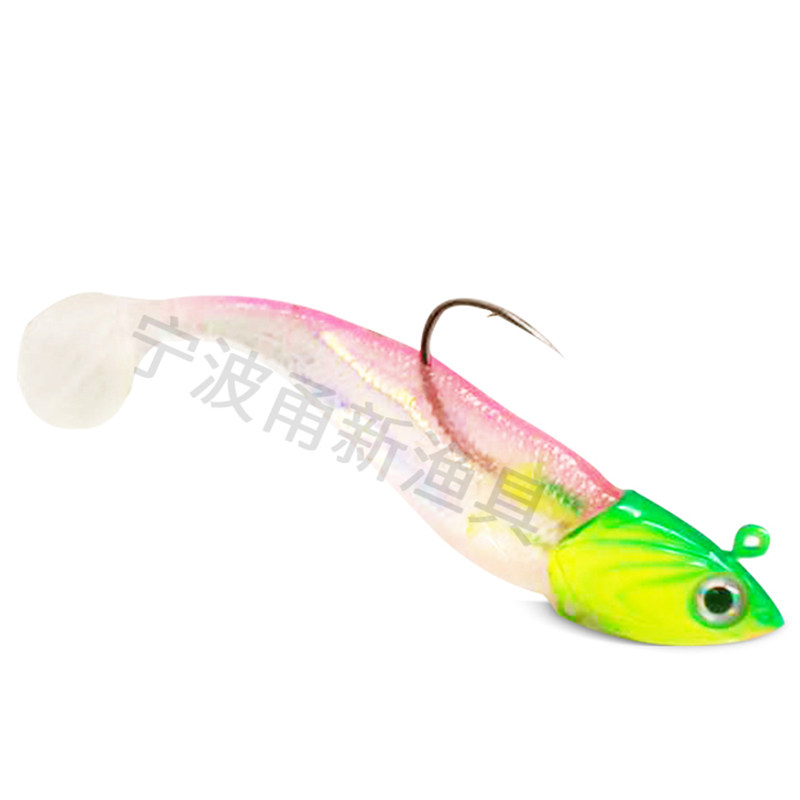 Luya bait laser lead head hook T-tail soft fish fake bait long shot bag lead soft fish bass seawater fishing accessories