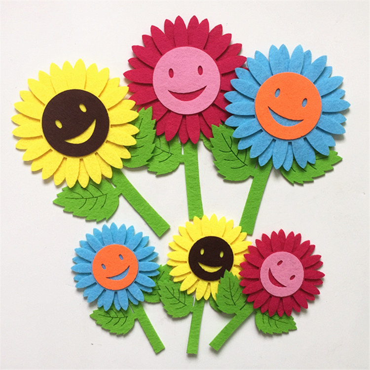 Kindergarten decoration wall stickers Children's room classroom decoration Non-woven DIY wall stickers Sunflower sunflower