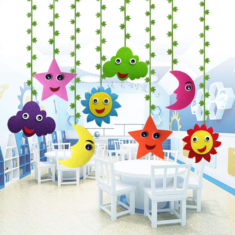 Kindergarten pendant Shop store Classroom decoration Corridor Shopping mall Air pendant Sun star cloud pendant