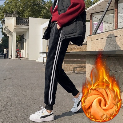 【岱雅】加绒休闲运动哈伦束脚裤