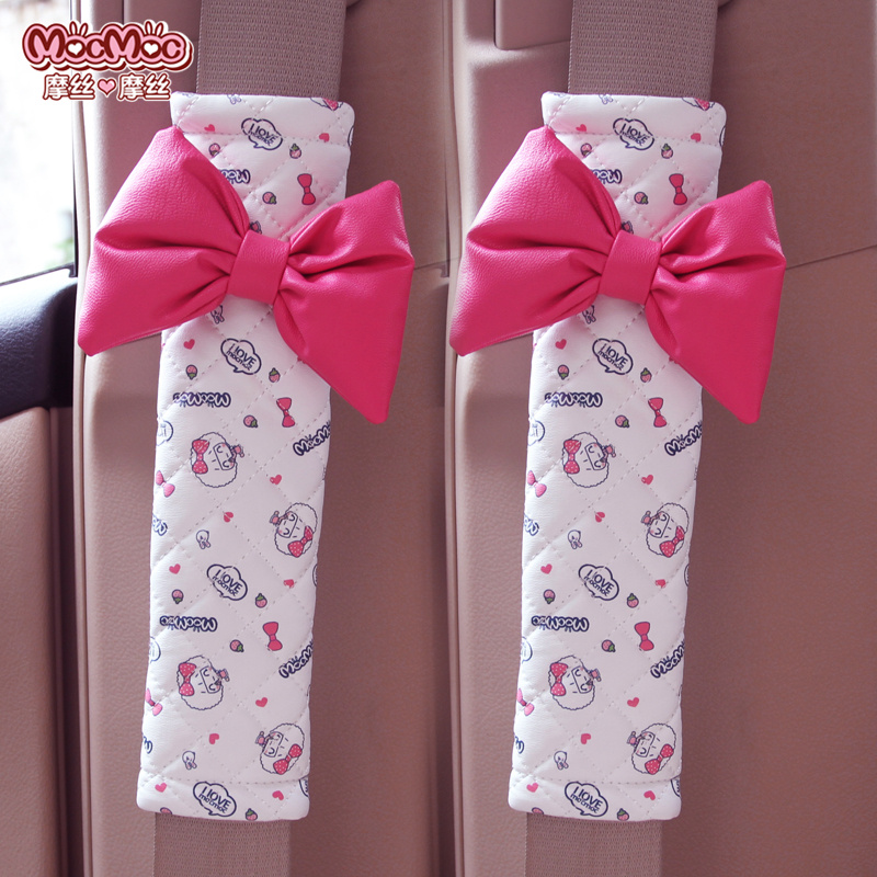 Moss Doll Cartoon Car Seat Belt Protection Shoulder Cover Pink BAO WELN Cute Car Interior Trim Seat Belt Cover 