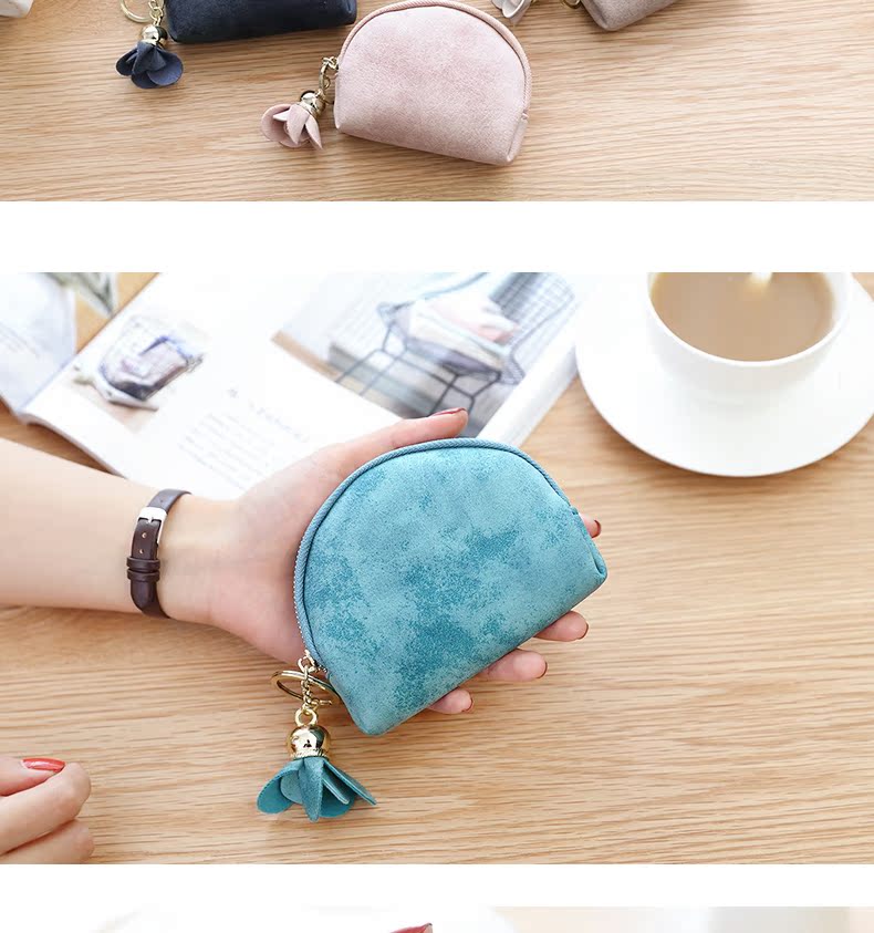 Nicole Bonnie Scrub Soft Leather Ladies Purse Mini Zipper Coin Purse Dễ thương Hàn Quốc Nhỏ Fresh Coin Coin ví louis vuitton
