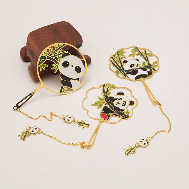 Retro Bookmarking Classical China Wind Panda Metal Delicate Hollowed-out Creative Little Fresher Students With Teachers' Gifts