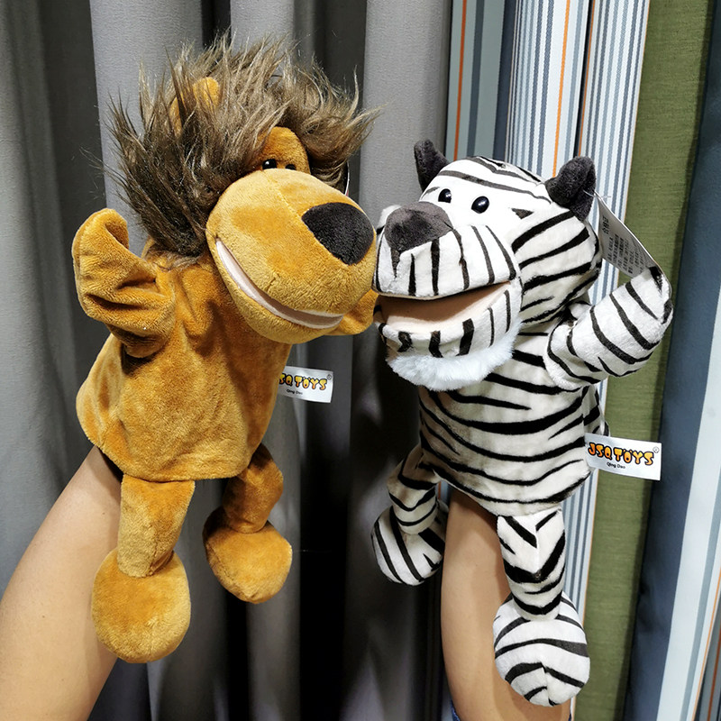 Open mouth hand puppet gloves toy lion Tiger elephant hedgehog plush set hand doll hand control storytelling