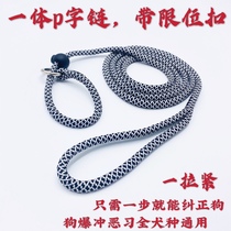 Black and white one-piece explosion-proof punching professional training dog accompanying nylon round rope P chain walking dog traction rope Item circle