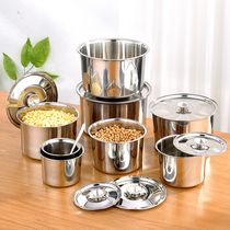 Round stainless steel basin oil basin with cover seasoning basin kitchen to beat egg seasoned and face basin seasoning Seasoning Jar Multipurpose Basin