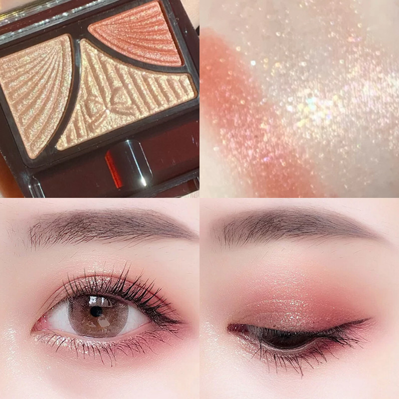 Japanese Canmake Well Fields Machete's Cousin Retro Curtain butterfly knot Tri-color Eye Shadow Earth Color 12 13#11#