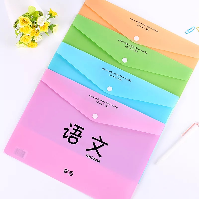 Student A4 subject learning file bag transparent button button folder subject test paper data classification language mathematics