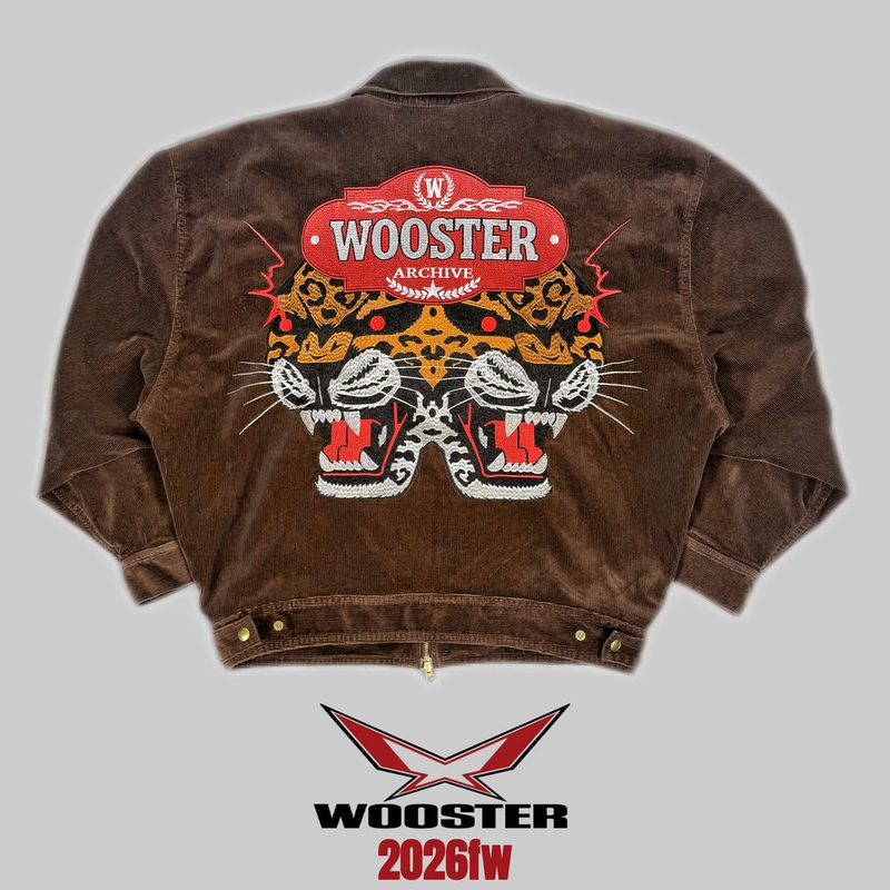Woosterarchive26Fw Double-Headed Tiger Embroidered Yokosuka Corduroy Military Badge Zipper Jacket
