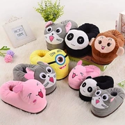 Mùa đông dễ thương chú mèo dày ấm hoạt hình bông sang trọng dép nam túi với trẻ em dép nữ