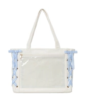 Wego лента боль бело-синий клетчатый узор