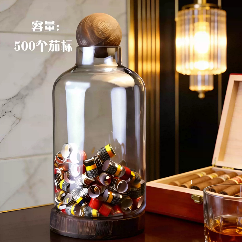 Cuban Cigar Label Storage Jar, Glass Art Cigar Label Jar, Personalized and Stylish, High-Transparency Nordic Art Glass Jar