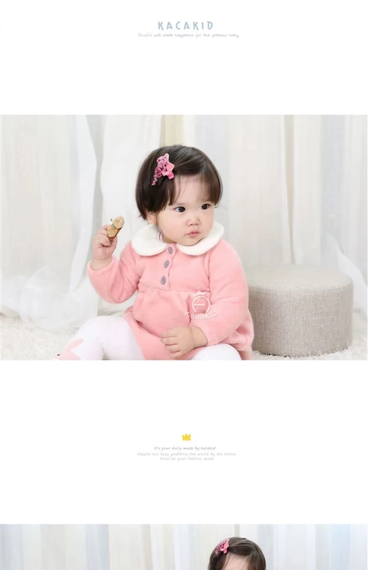 Bé gái 0-2 tuổi Quần áo flannel dài tay túi rắm công chúa bé bé Xiêm tam giác quần áo mùa thu đông dày bodysuit bé trai 0-24 tháng