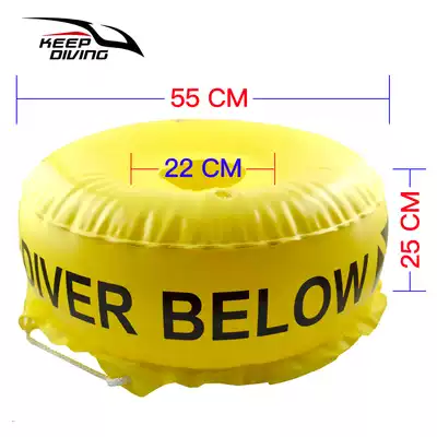 Yellow PVC mouth blowing inflatable diving buoy free submersible storage float sea signal warning positioning warning SMB