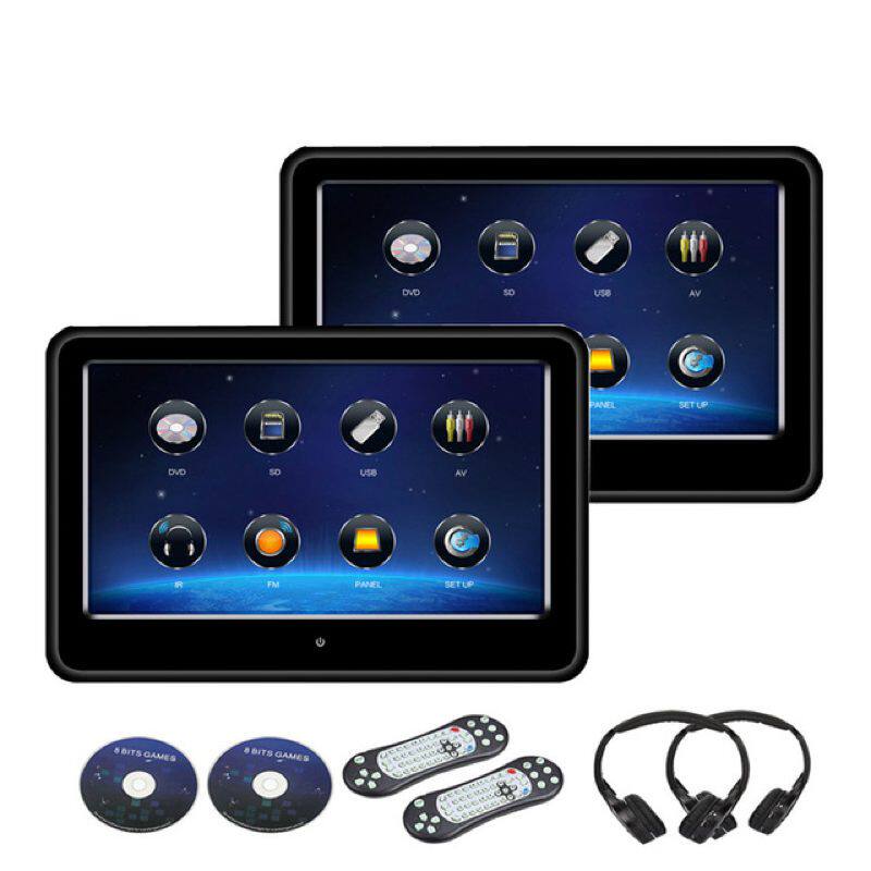 2PCS 9 Inch Car Headrest Monitor HD 1080P Video DVD MP5 Play