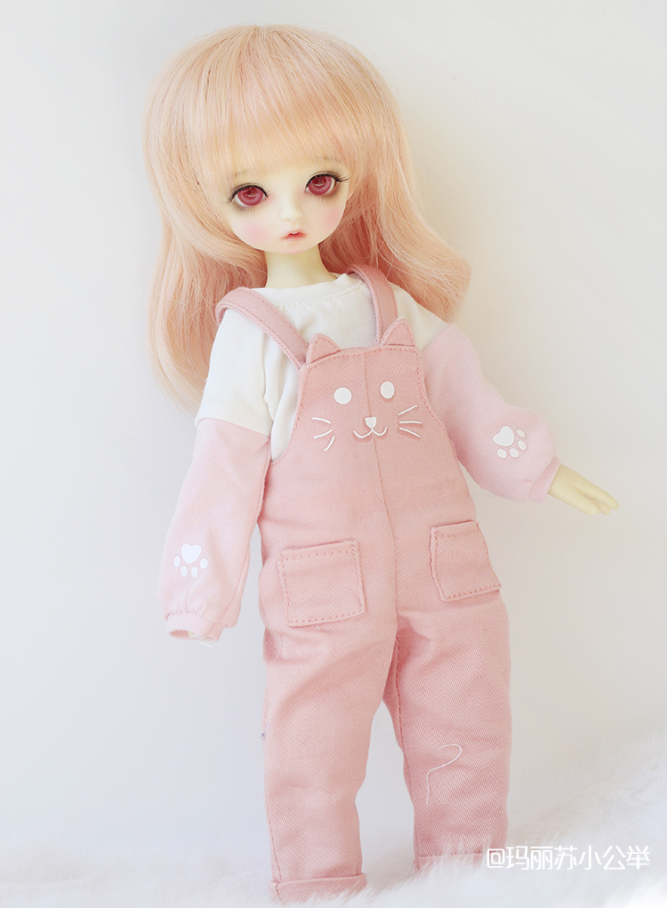 (Sweet wine castle) bjd baby clothes 6 points 4 points BJD four points six points cat sweatshirt + suspender pants set in stock