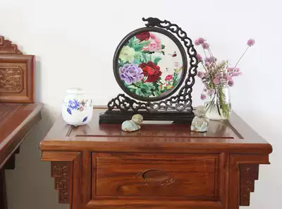 Hunan embroidery boutique peony double-sided embroidery finished flowers blossom rich pure hand embroidery to send foreign customers friends gifts