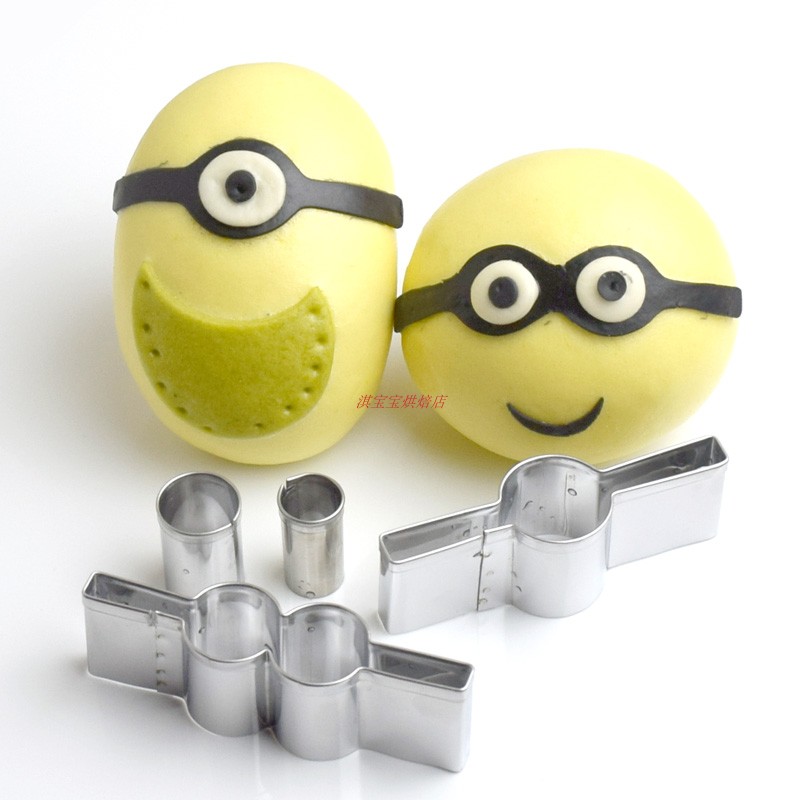 Stainless Steel Cartoon Bag Small Yellow Man 4 Pieces of Cartoon Mold Single Eyes Small Yellow man fruit and vegetable buns Steamed Bread Molds