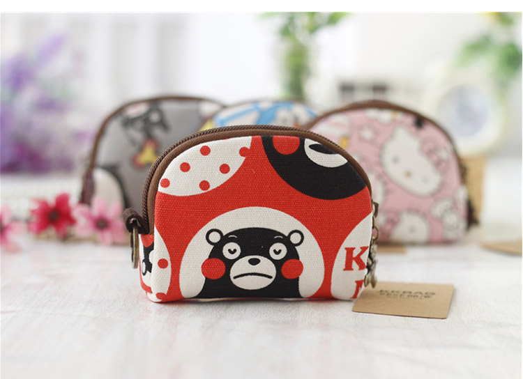 Ví mini ví nữ nhỏ dễ thương vải canvas hoạt hình cô gái in ví ví tiền xu tươi ví nam lv