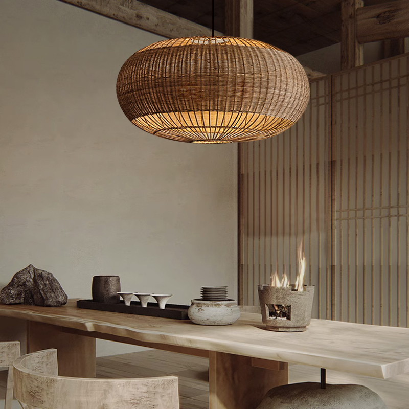 New Chinoiserie Wabi-Sabi Style Zen B&B Guest Restaurant Tea Table Atmosphere Chandelier Hand-Woven Retro Rattan Lampshade New Chinoiserie Wabi-Sabi Style Zen B&B Guest Restaurant Tea Table Atmosphere Chandelier Hand-Woven Retro Rattan Lampshade