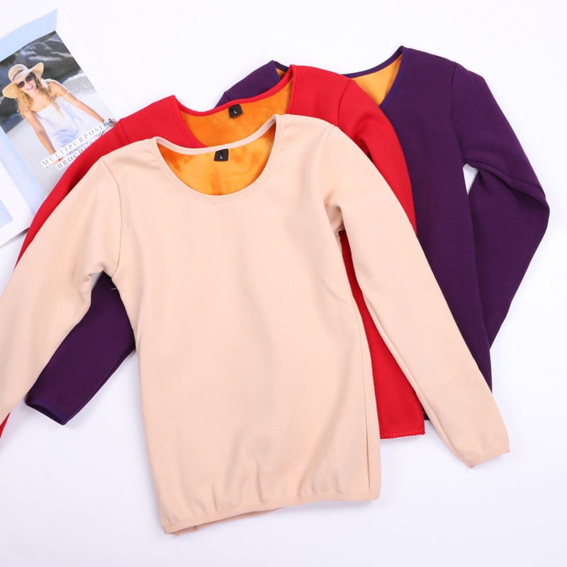 Heating clothes woman plus suede thickened single-piece blouses bottom middle aged mid-aged elderly upper body small subwinter soil