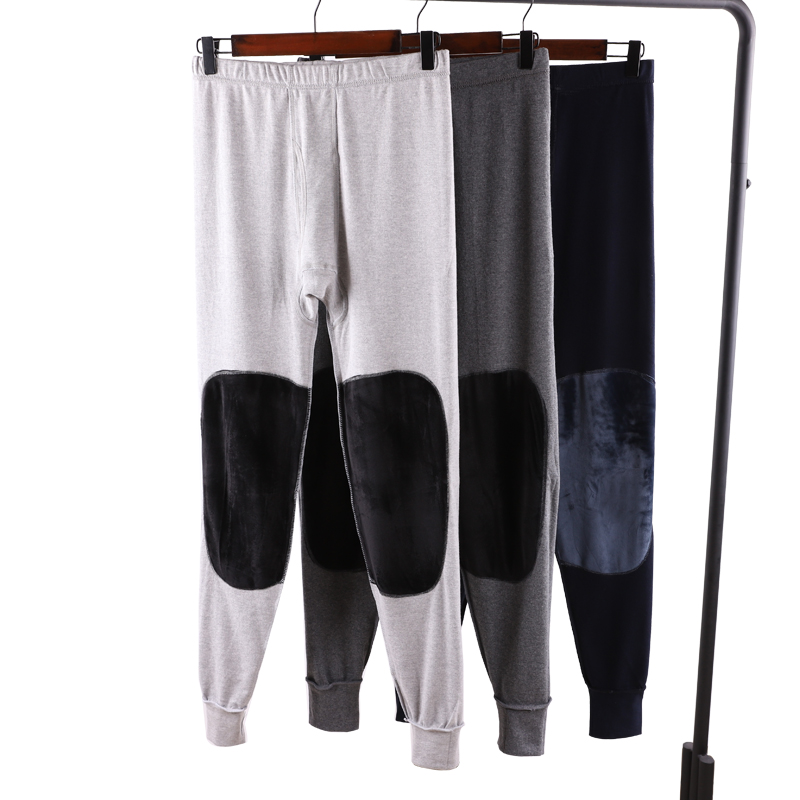 Kneecap Sanitary Pants Men Wear Pure Cotton Knee Plus Suede Thickened Middle-aged Dad Sanitary Pants Spring Autumn Full Cotton Thin Cotton Sweatpants