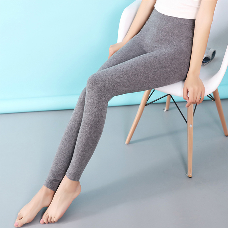 Inner cotton long johns women's single piece thin high waist cotton underpants body cotton wool trousers elastic bottoming large size spring