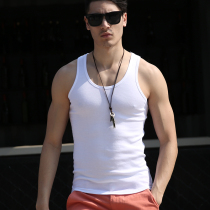 Mens camisole vest two cotton two cotton two tendons Satchel inner thread shoulder quart summer soil