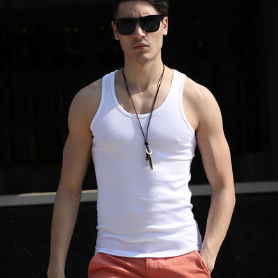 Men's halter vest, two strands of pure cotton, two strands of home fabric, two ribs, inside the crossbody basket with threaded cross-shoulder straps, summer soil