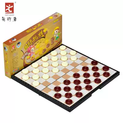 International Checkers Pioneer Magnetic Folding Board Set 100 Magnetic Checkers Children's Puzzle Checkers