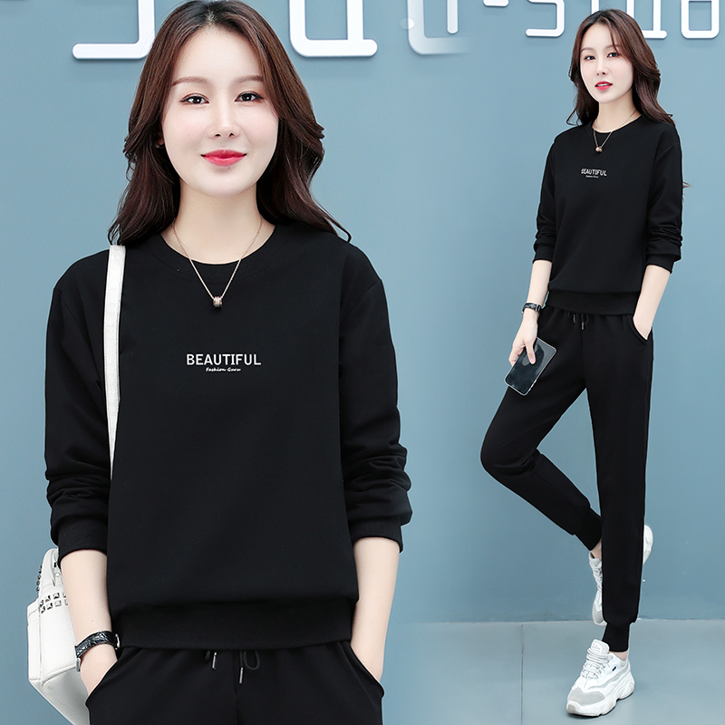 Famous Brand High-Quality Cotton Sports Suit for Women, Spring, Autumn and Winter New Fashion, Large Size Mother's Wear, Casual Wear, Long-Sleeved Two-Piece Set