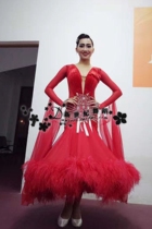 New Century Dance Suit Morden Racing Suit New National Standard Dance Competition Dress Performance Dress Big Red Dress Waltz