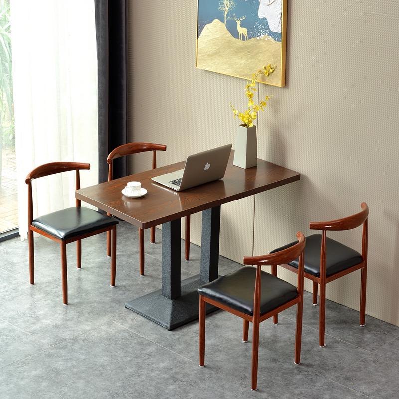 Noodle Gallery Small Eating Shop Table Milk Tea Catering Dessert Hotel School Cafeteria Table And Chairs Hotpot Snack and chairs Composition