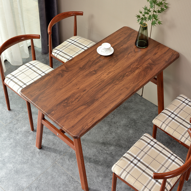 Simple canteen Coffee dining room Milk Tea Sweet Shop Rectangular Fast Food Table And Chairs Group Full House With Imitation Solid Wood Horn Chair