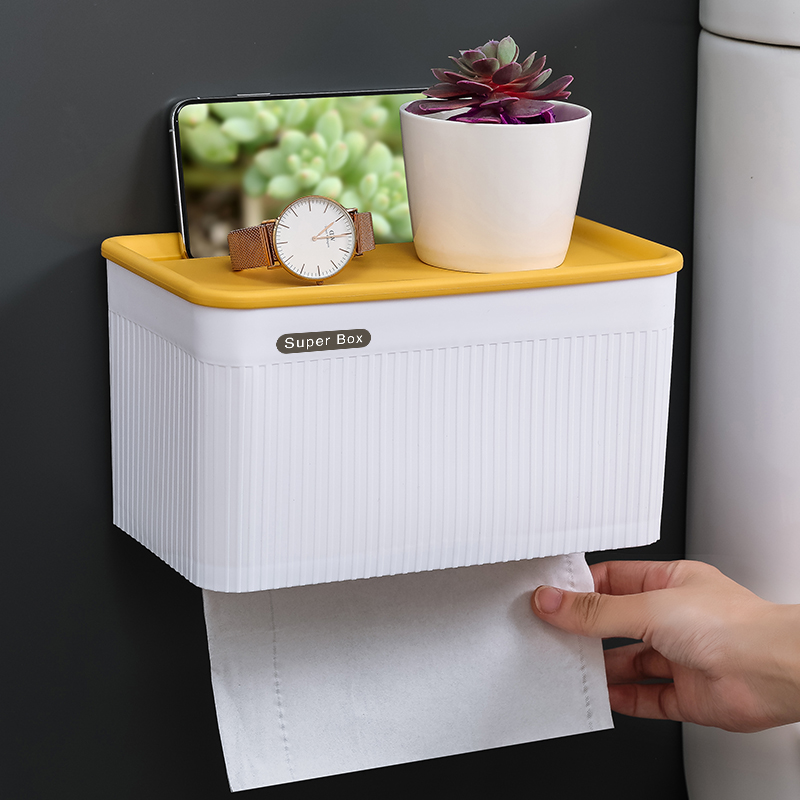 Bathroom toilet paper box wall-mounted home bathroom pumping paper roll paper box plastic paper towel bobbin