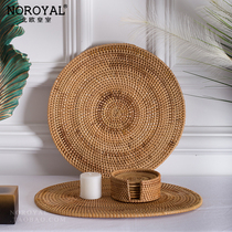 Imported rattan placemat thickened American dining table plate insulation mat Western mat Nordic natural hand-woven tableware tea mat